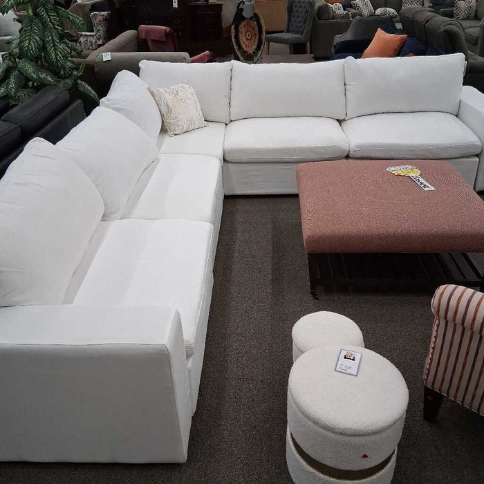 White Modular Sectional w/ Pillows
