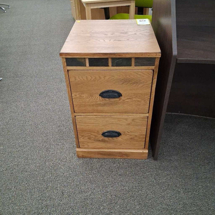 Slate Accent Oak File Cabinet