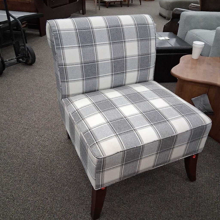 Plaid Armless Gray Chair