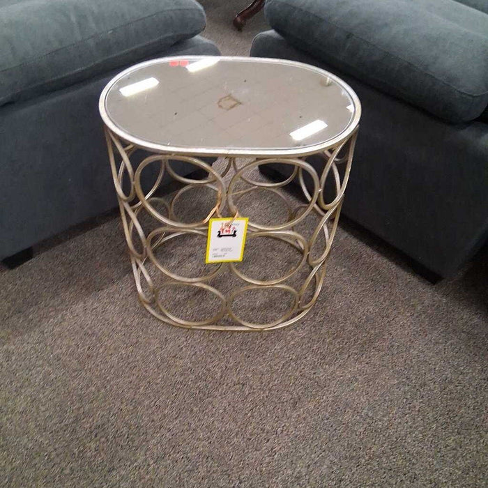 Mirrored Top Silver End Table