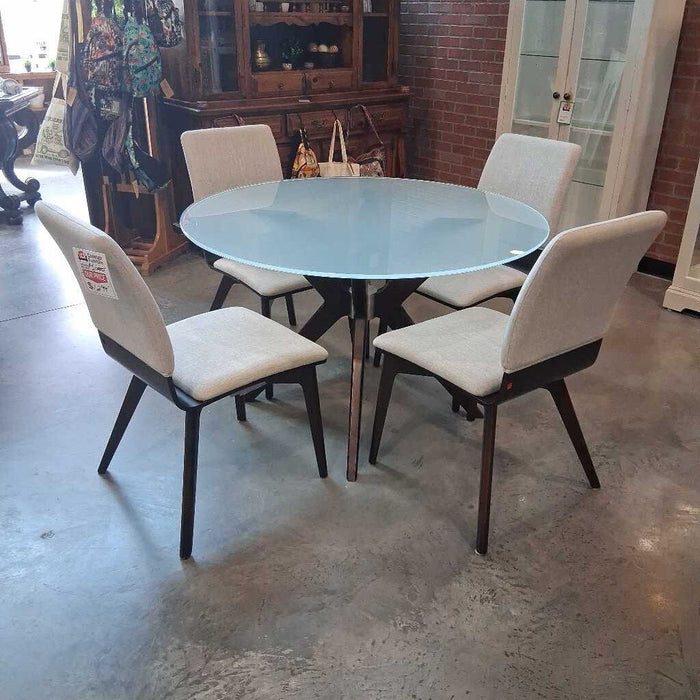 Canadel Round Glass Table w/ 4 Chairs