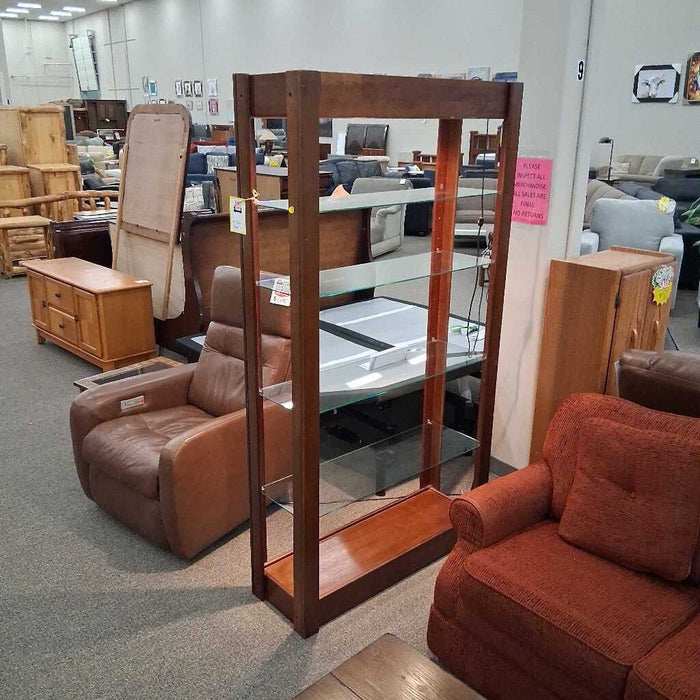 Oak Etagere w/ Glass Shelves