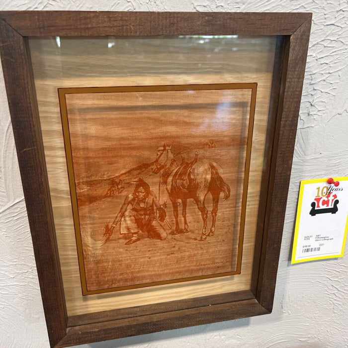 F.Remington Glass Lithograph