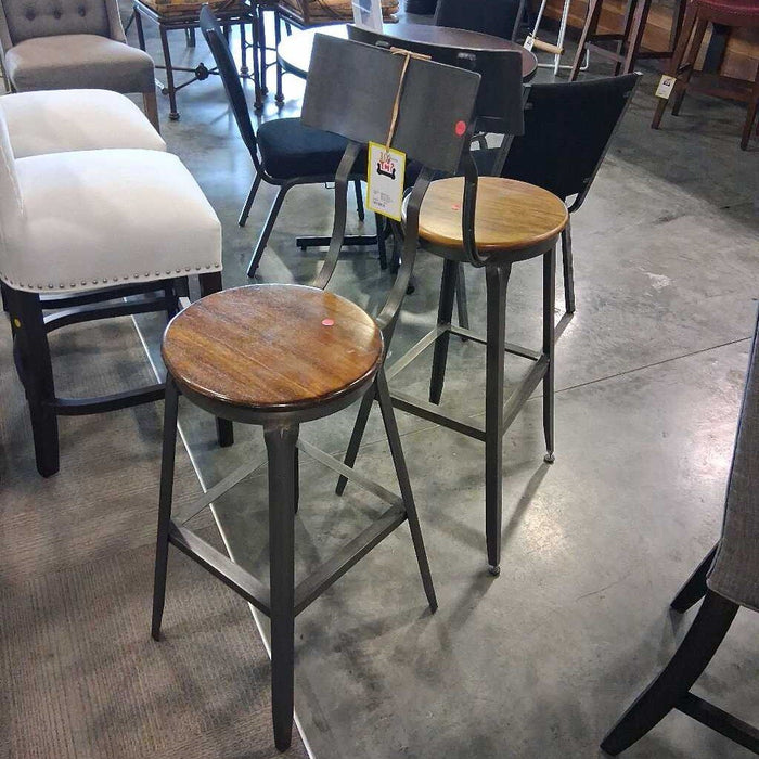 Pair of World Market Wood & Metal Stools