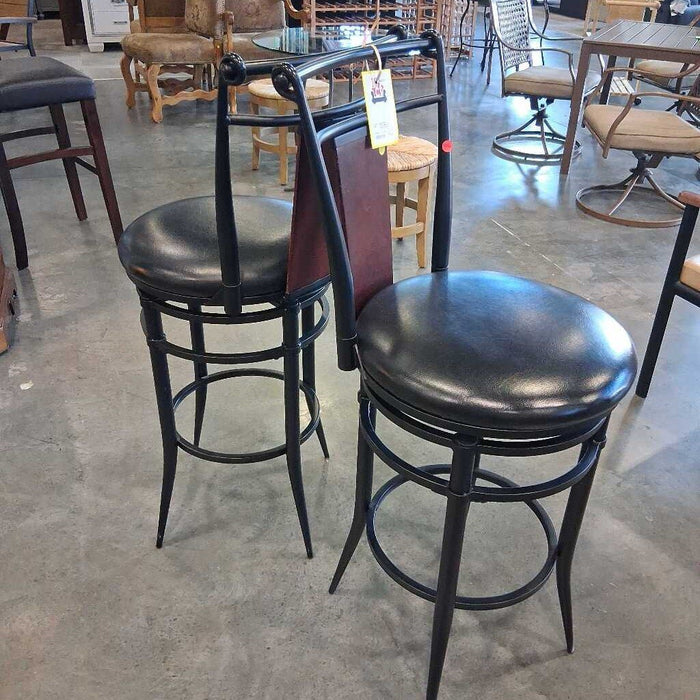 Pair of Black & Cherry Stools