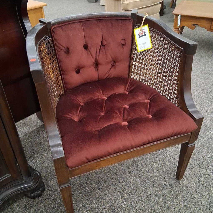 Wine Velvet & Wood Chair