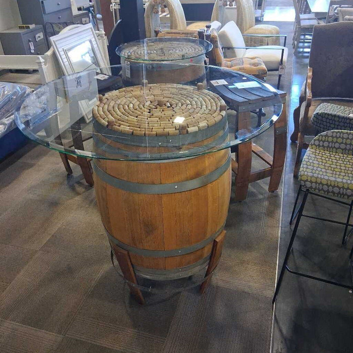 Wine Cask Tasting Table W/ Glass Top