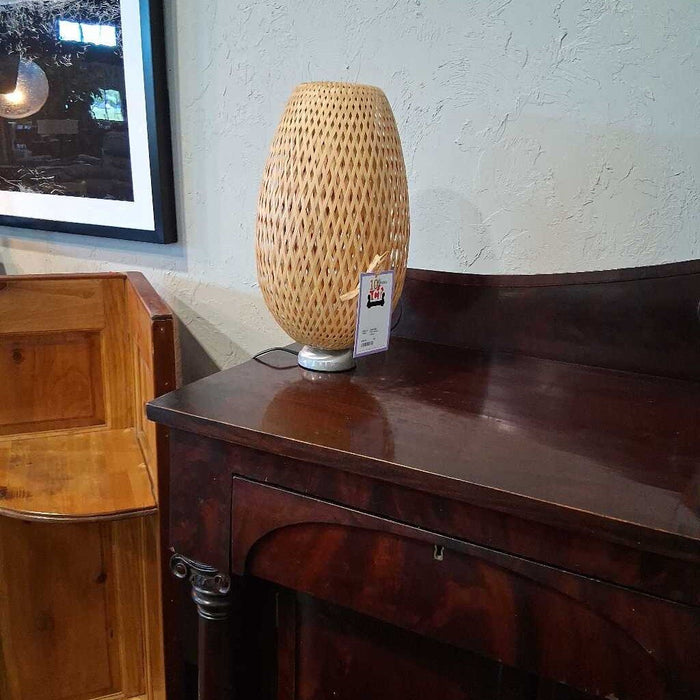 Pair Wicker Lamps