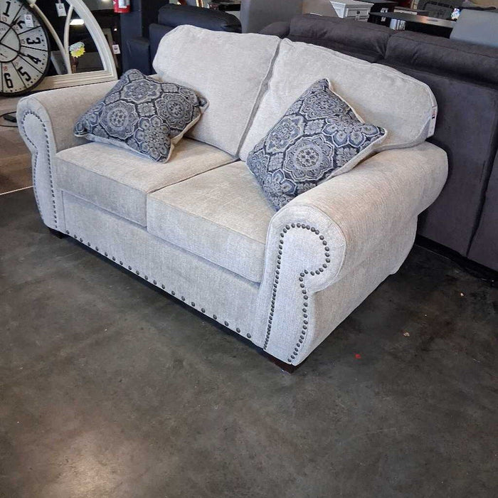 "Michael Nicholas" Tan Loveseat w/ Pillows