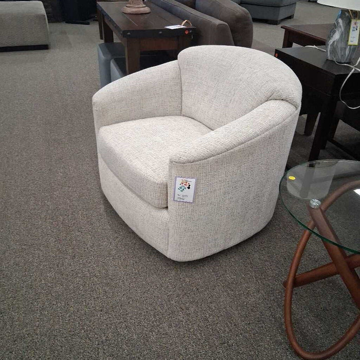 England Beige Fabric Swivel Chair
