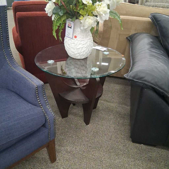 Glass & Wood End Table