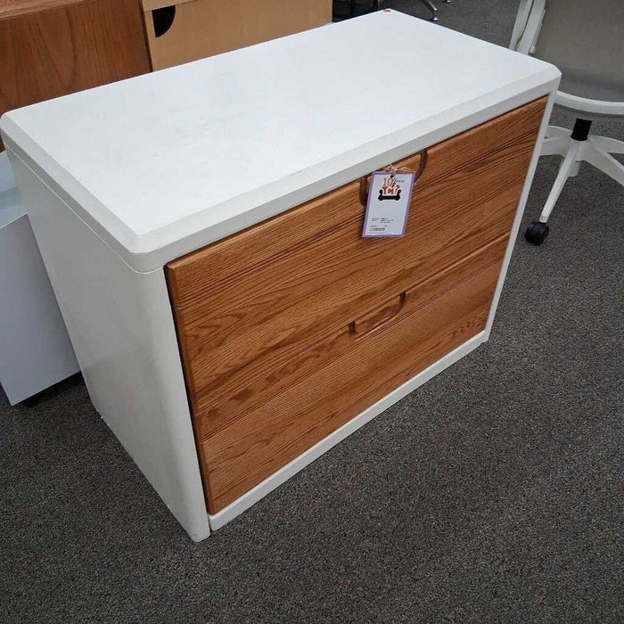 White and Oak File Cabinet