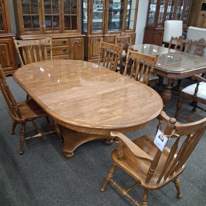 Ethan Allen Heirloom Maple Dining Set 2L 6Ch