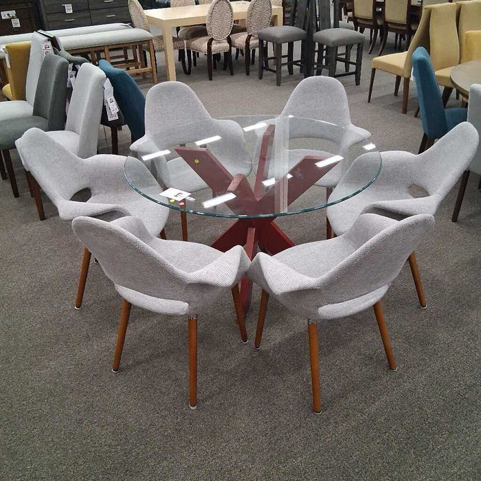Set of 6 Gray Fabric Chairs