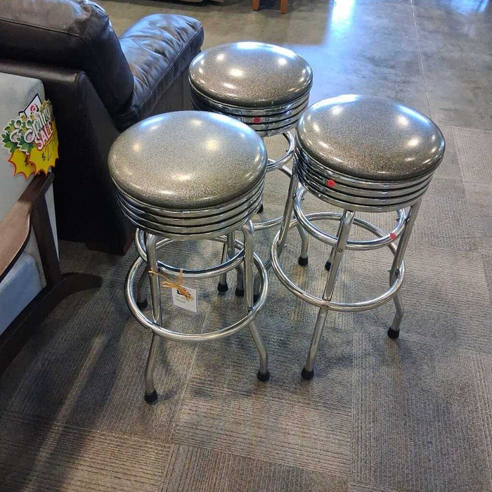 Set of 3 Chrome Barstools