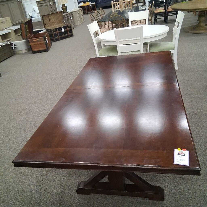Large Dark Wood Dining Table w/ Leaf
