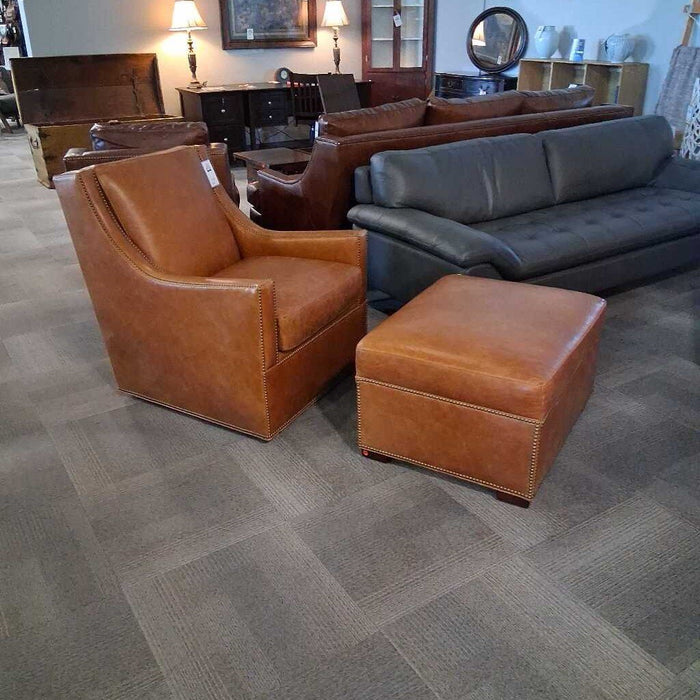 Hancock & Moore Tan Leather Chair & Otto