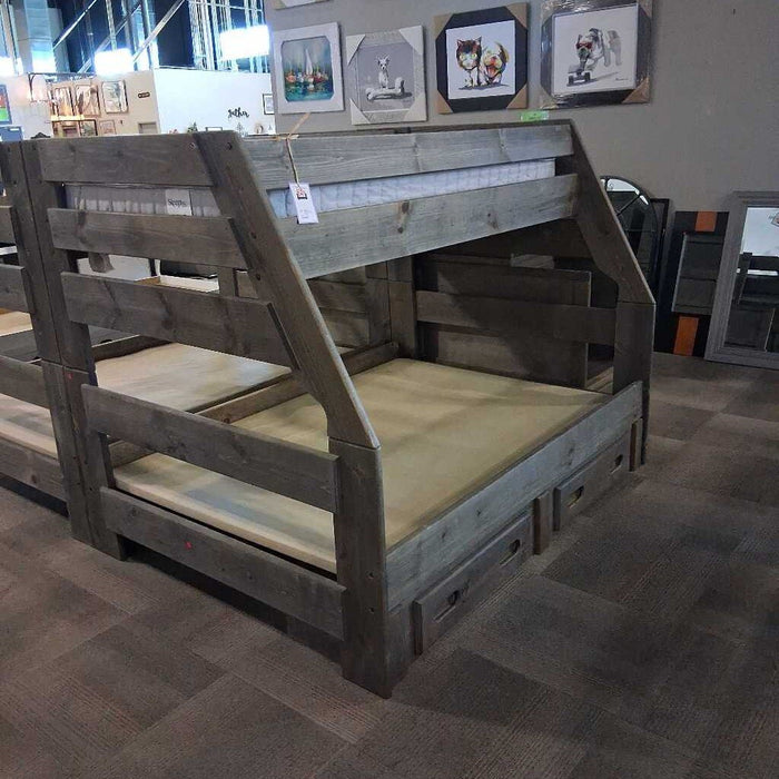 Gray Twin & Full Bunk Bed w Stairs & Dwrs
