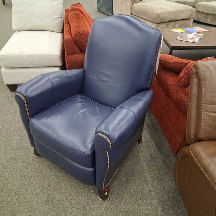 Ethan Allen Blue Leather Pushback Recliner