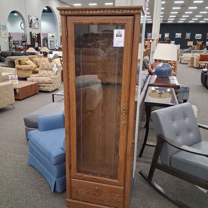Dark Wood Gun Cabinet w/ Printed Glass