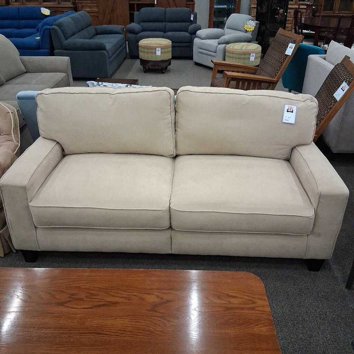 Beige Fabric Loveseat