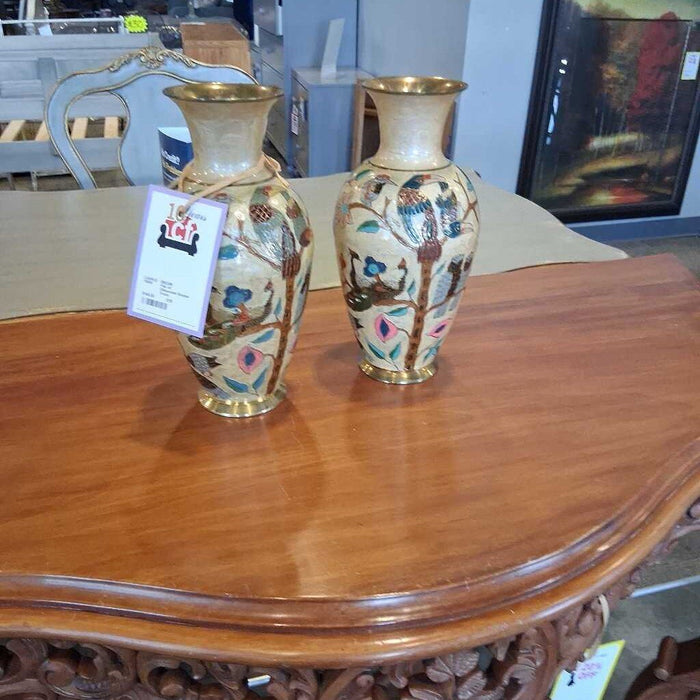 Pair of Cloissonne Enamel Vases