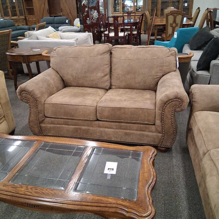 Brown Fabric Loveseat