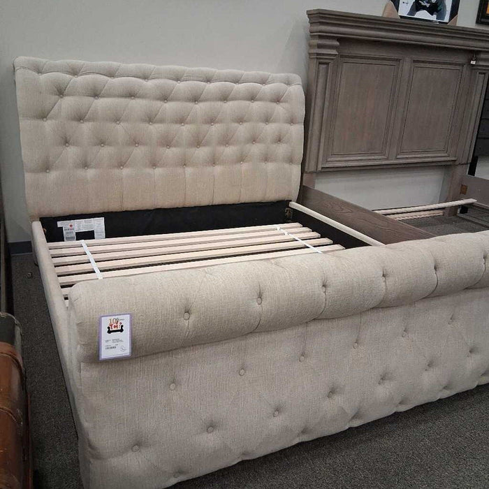 Cal / King Beige Fabric Bed Frame