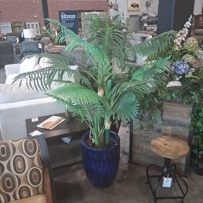Faux Bamboo in Blue Pot