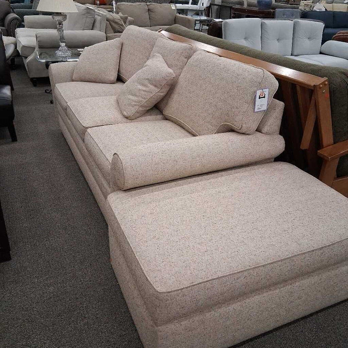 Ethan Allen Sand Uph. Sofa w/ Ottoman