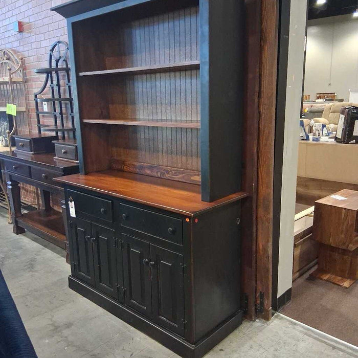 Black & Brown Amish Style 2pc. Hutch