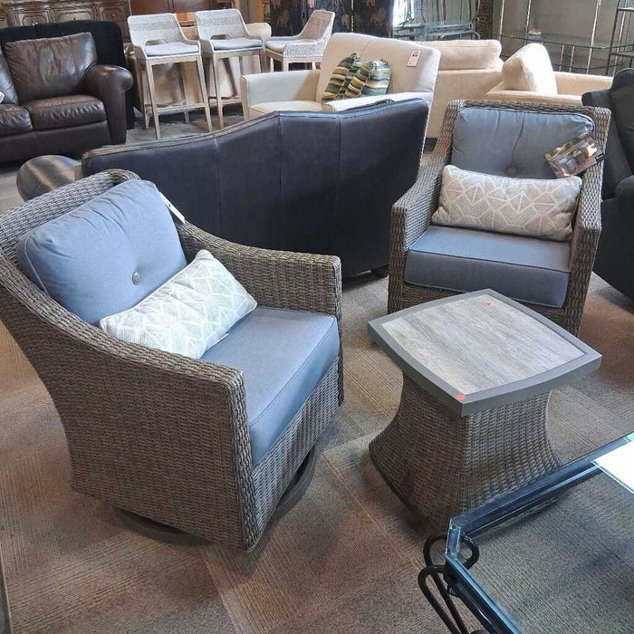 Pair of Sunbrella Patio Chairs w/ Side Tbl