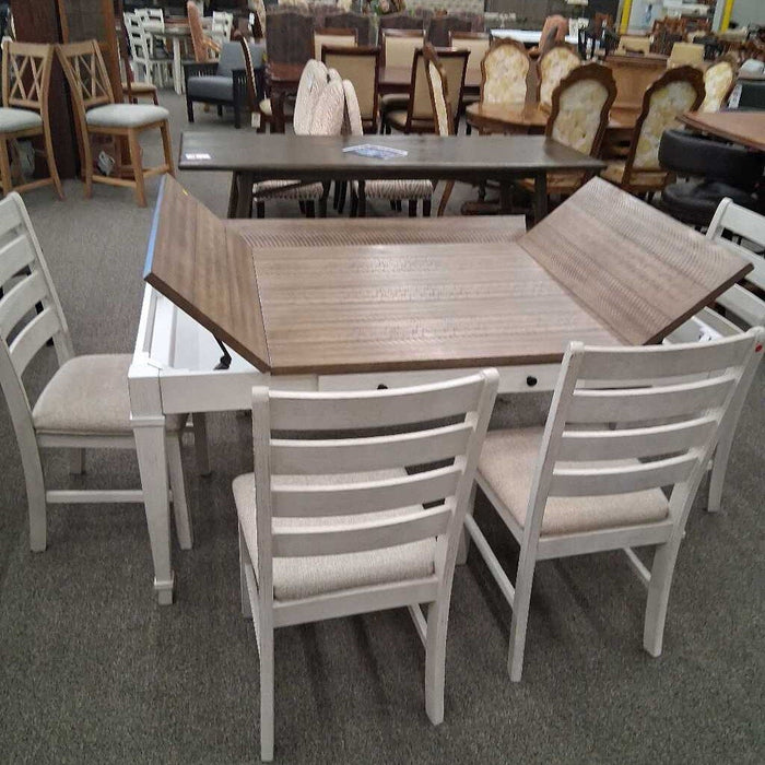 Grey Dining Table W/ 4 Chairs & Bench
