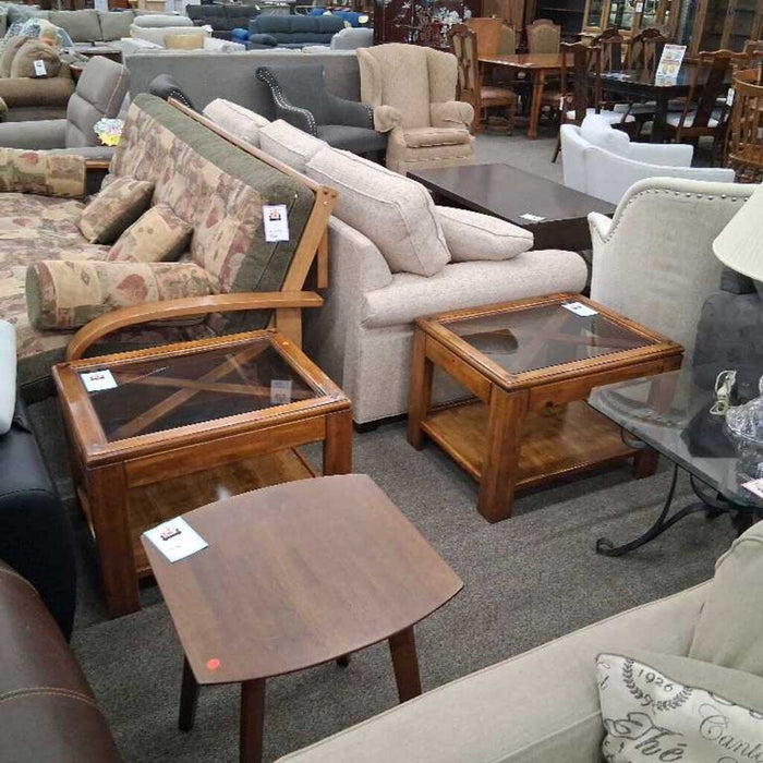 Wood & Glass Top End Table