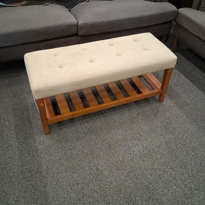 Beige Tufted Entry Bench