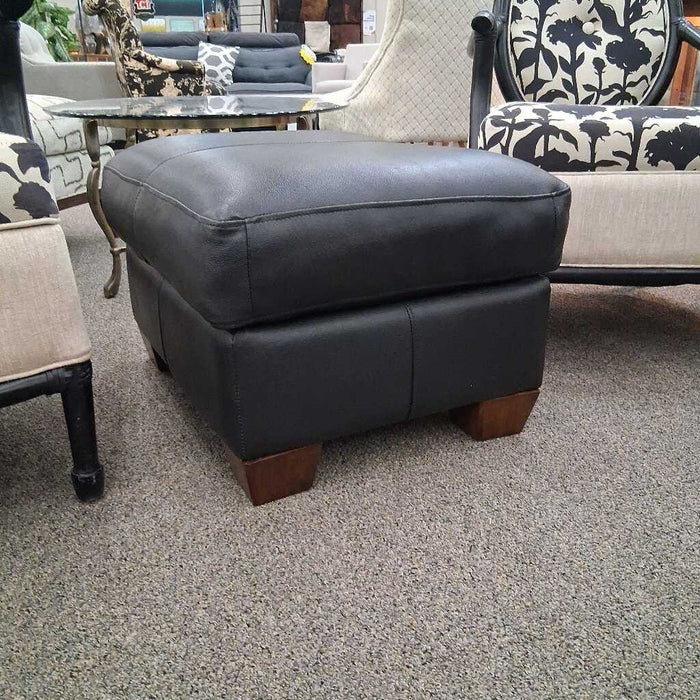Black Leather Ottoman