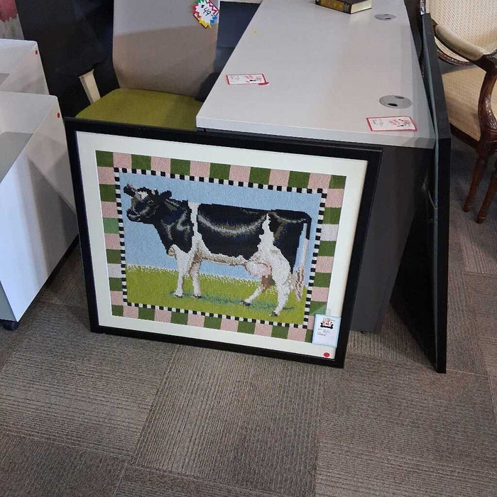Needle Point "Silky the Cow" Wall Art