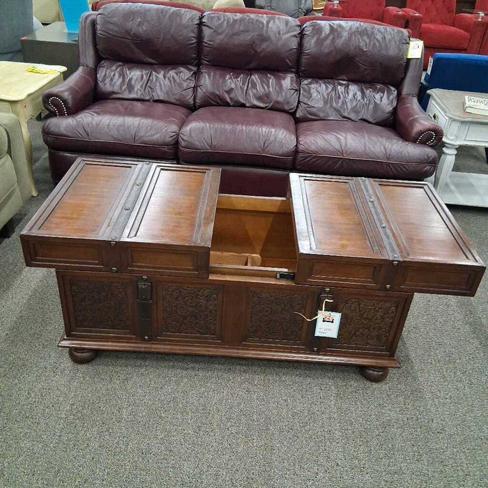 Leather Strapped Storage Coffee Table