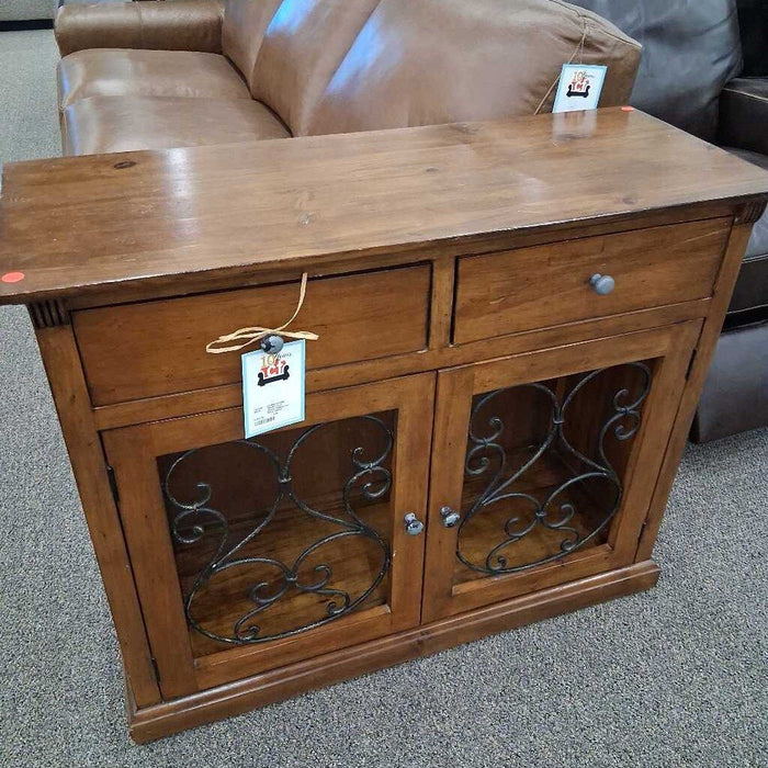 Small 2 Dwr Wood Cabinet w/ Metal Doors