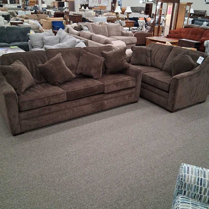 England Brown Fabric Loveseat