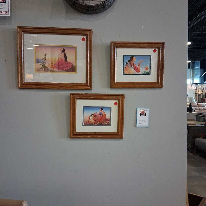 Set of 3 Small Oak Framed Pictures