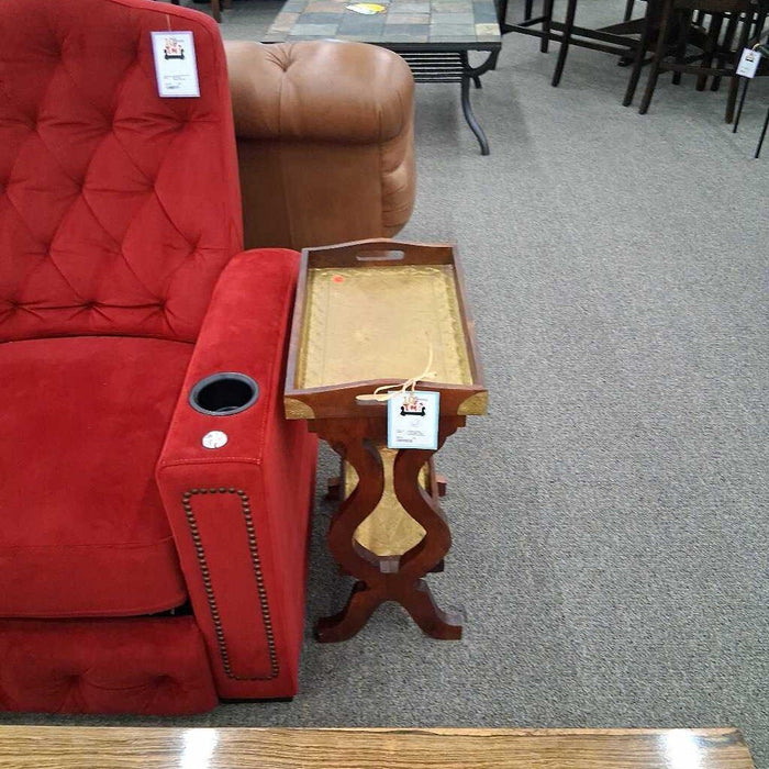 2 Tier End Table w/ Brass Accents