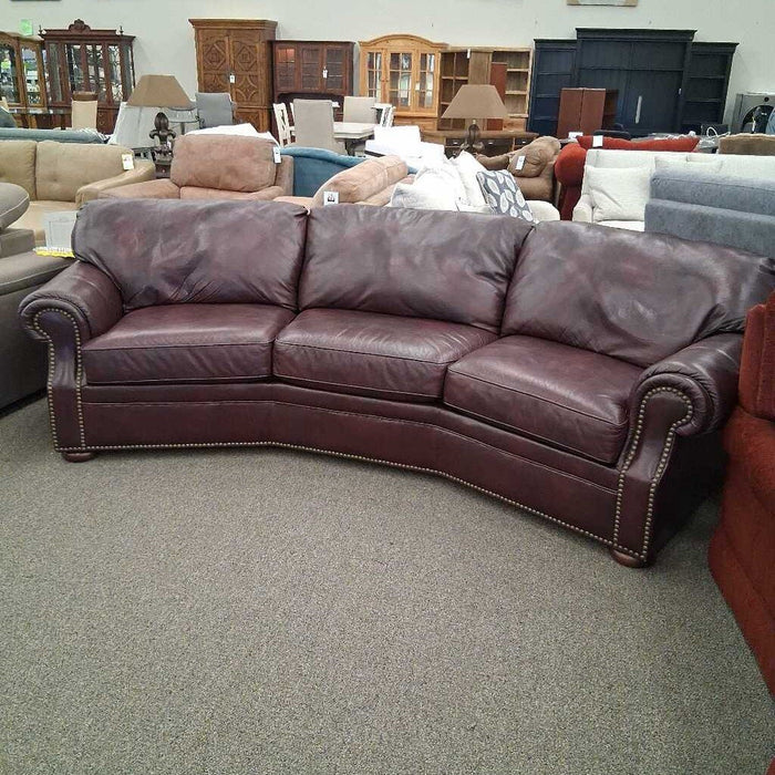 Flexsteel Maroon Leather Conversational Sofa