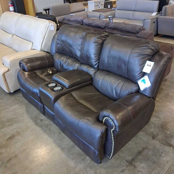 Flexsteel Brown Leather Power Loveseat