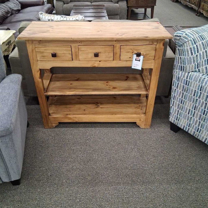 Rustic Knotty Pine 3 Dwr Entry Table