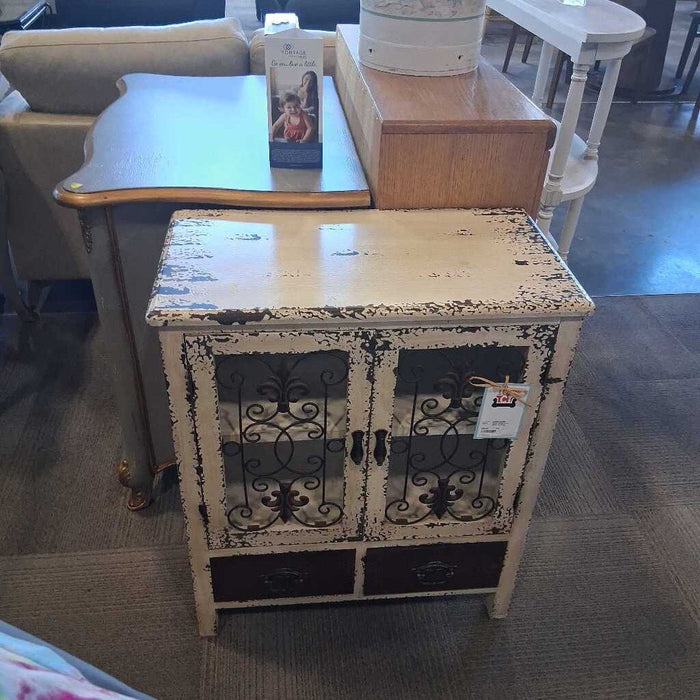 White Cabinet w/ Metal Accents