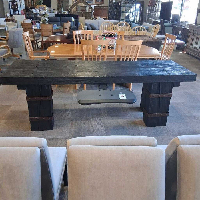 Large Custom Black Desk w/ Nailheads