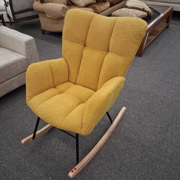 Yellow Fabric Rocking Chair