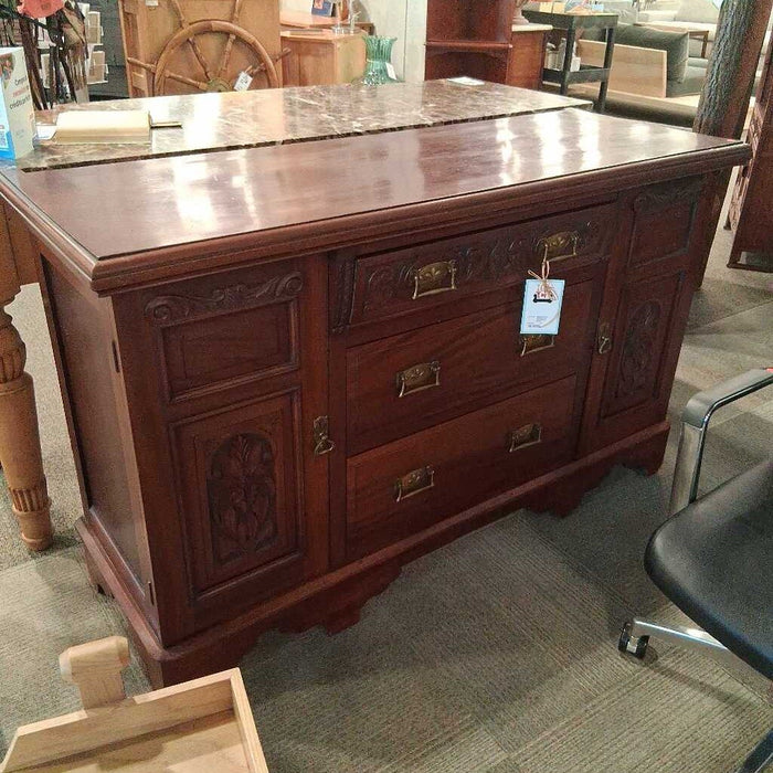 Vintage Dark Wood Rustic Buffet