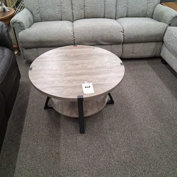 Faux Wood & Metal Coffee Table